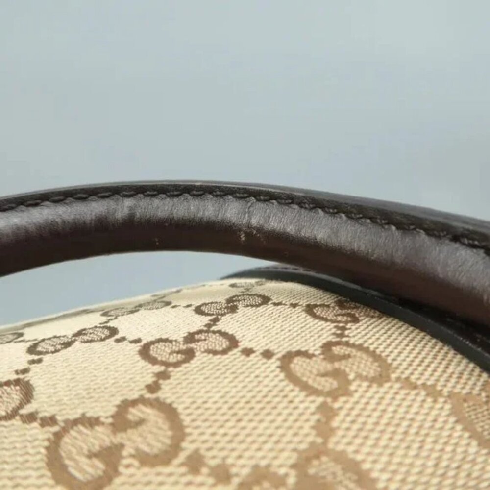 100% Authentic GUCCI Boston Brown GG Cloth Satchel 586-092624 - Picture 9 of 12